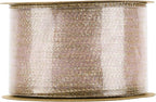 MEEDEE Rose Gold Sheer Glitter Wired Ribbon 2.5 Inch Horizontal Stripes Polka Dot Christmas Ribbon Organza Sheer Glitter 25 Yards for Christmas Tree, Wreath, Bow Making