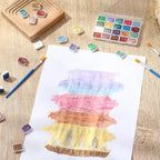 Nuanchu 12 Sets Metallic Watercolor Paint Set 20 Colors Glitter Solid Water Color Paint Bulk with Painting Brush for Art Studios Painting Nights School Students Beginners Holiday Gifts, Dunhuang Style