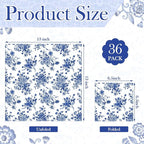 Epakh 36 Pack 6 Style Blue and White Decoupage Paper Napkins Assorted Floral Chinoiserie Decorative Cocktail Napkin Paper for DIY Crafts Fall Christmas Wedding Party Decor, Each Unfolded 13''