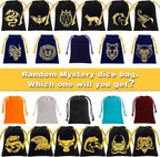QMAY Polyhedral Dice - 48PCS Mystery Dice Set, Various Styles, Random D&D Dice Patterns & Dice Bag, 6 Mystery Bags, DND Gifts, Suitable for Dungeons and Dragons, RPG, MTG,Role Playing Table Game