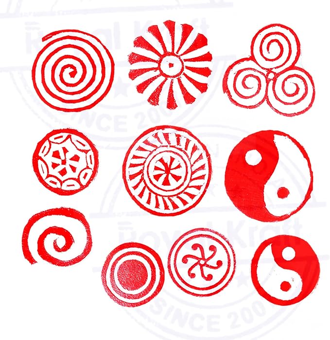 Textile Wood Blocks Original Small Round Shape Printing Stamps (Set of 10) Htag2152