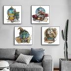 ZuoAnLF 4 Packs Stamped Cross Stitch Kits for Adults,Stamped Cross-Stitch Needlepoint Counted Kits Beginners,Embroidery Kit Arts and Crafts for Home Decor 11CT,9.8 * 9.8inch (HP)