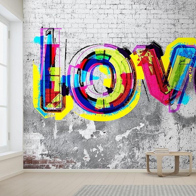wall26 Wall Sticker/Wall Mural Colorful Graffiti, Not Peel and Stick, Non-Woven Wallpaper Decorative for Bedroom, Living Room, Office - 96x120 inches