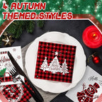 Janlaugh 200 Pcs Christmas Paper Cocktail Napkins Disposable 2 Ply Xmas Style Decoupage Beverage Napkins for Xmas Holiday Winter Dinner Table Decor