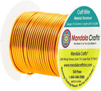 Mandala Crafts 14 Gauge Anodized Aluminum Craft Wire for Jewelry Making - 60 FT Colored Flexible Gold Tone Wire - Bendable for Bonsai Armature Crafting Sculpting