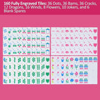 American Mahjong Tile Set, 160 Acrylic Engraved Mahjong Tiles with Carrying Bag and Accessories