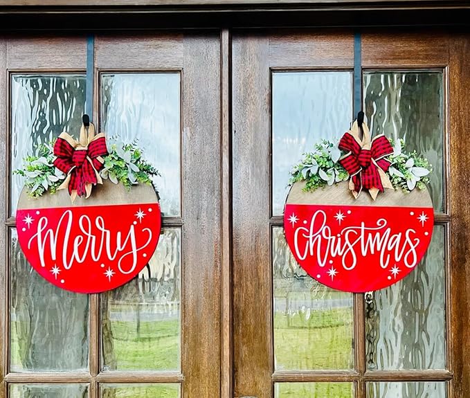 12” Christmas Stencils for Painting on Wood Merry Christmas Stencils for Crafts Reusable Holiday Stencil Drawing Templates for Door Hanger Porch Wreath Doormat Decor