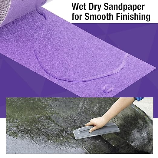 180 Grit PSA Purple Film Ceramic Sandpaper Roll, 2-3/4" Wide Continuous 20 Yard Longboard Sanding Roll Wet Dry Sanding Blocks Self Adhesive Sticky Back Sanding Sheets for Woodworking Automotive