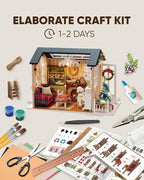 DIY Miniature House Kit, DIY Dollhouse Kit for Adults to Build, Mini House Kit with LED, Mayberry Street Miniatures, Ideal Gifts for Birthday,Valentine(Holiday Times)