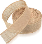 20 Yard 2.5 Inches Burlap Ribbon Wide Jute Ribbon Natural Burlap Fabric Roll Wired Edge for Wreaths, Christmas Tree Decoration, Big Bow Crafts, Gift Wrapping, Wedding