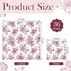 Epakh 36 Pack 6 Style Burgundy Decoupage Paper Napkins Assorted Floral Decorative Decoupage Napkin Chinoiserie Cocktail Paper for DIY Crafting Fall Christmas Wedding Party Decor, Each Unfolded 13''