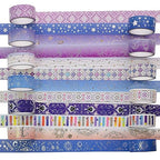 12 Rolls Galaxy Washi Tape Set Bronzing Starry Night Decorative Masking Tape for Scrapbooking, Bullet Journal, Planner, DIY Crafts, Gift Wrapping