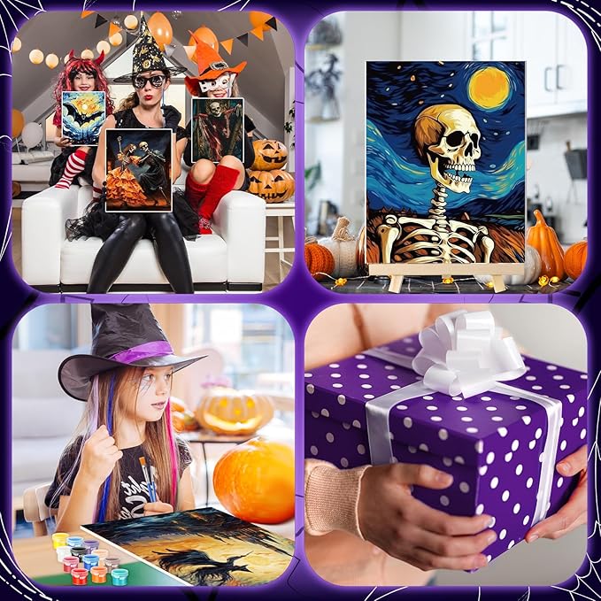 Zhanmai 12 Pack Pre Drawn Canvas for Painting Sip and Paint Kit 8" x 10" Paint Party Set Canvas Painting Pre Printed Canvases for Party Favor DIY Virtual Adult's Date Night(Halloween Ghost)