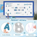 221 Pcs Classroom Bulletin Board Letters Colorful Alphabet Cutouts Number and Punctuation Symbol Combo Letter Cutouts for Wall Chalkboard Poster Board Decor(Blue Glitter Round)