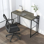 35 inch Narrow Folding Desk, Writing Gaming Computer Camping Desk for Small Spaces, No Assembly Required Home Office Table, Black Oak