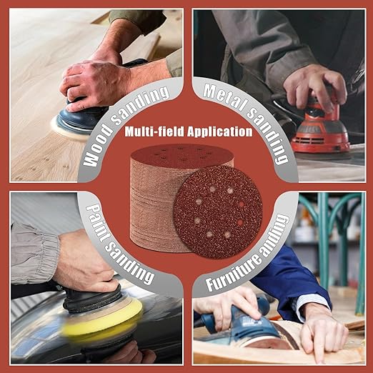 150 PCS 5 Inch Sanding Discs Hook and Loop Sandpaper for Random Orbital Sander Include 60 80 100 120 150 180 240 320 400 600 Grit
