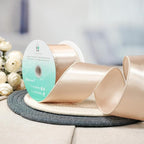 CT CRAFT LLC Satin Wired Ribbon 2.5 Inch x 20 Yards Champagne Gold for Christmas Home Décor Gift Wrapping Tree Topper Bow Wreath DIY Crafts,