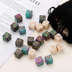 uxcell 48Pcs Magic Dice Counters, Acrylic D6 Life Token Dice Set with Pouch for Standard Cards Gaming Accessories, White Marble, Black Marble, Green & Purple, Blue & Purple