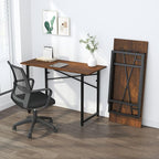 47 inch Folding Desk No Assembly Required, Writing Gaming Computer Camping Table, Home Office Desk, Mahogany