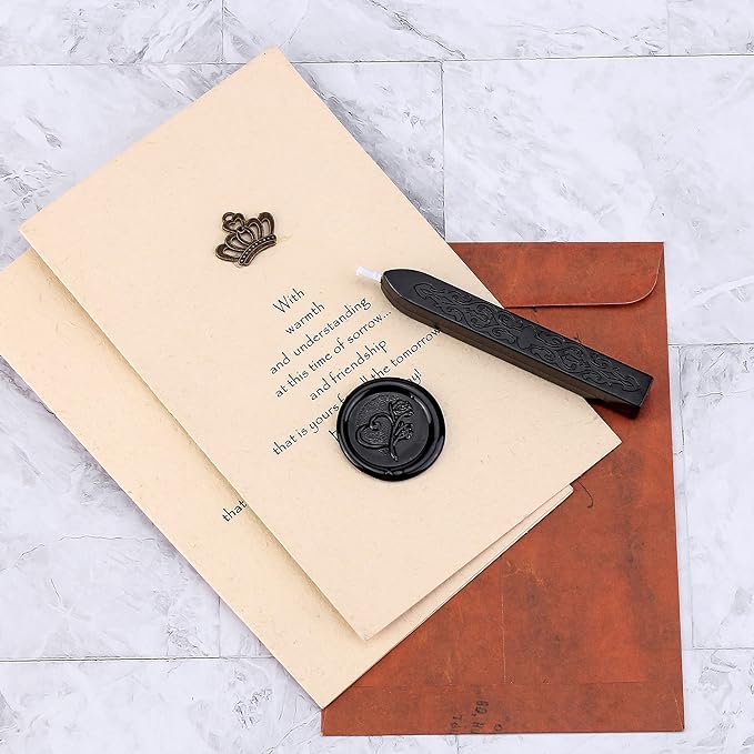Yoption 12 Pcs Sealing Wax Sticks with Wicks, Antique Black Totem Fire Manuscript Seal Wax for Wax Seal Stamp (Black)