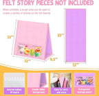 Foldable Felt Board - Double-Sided Flannel Story Board for Preschool Learning, Interactive Storytelling & Play | 33" x 12" Portable Felt Play Board for Home & Classroom Use (Pink)