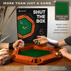Queensell Shut The Box Game Wooden Board for 1-6 Players - 16-inch Shut The Box Game 12 Numbers for Adults & Kids - Ideal for Games Night