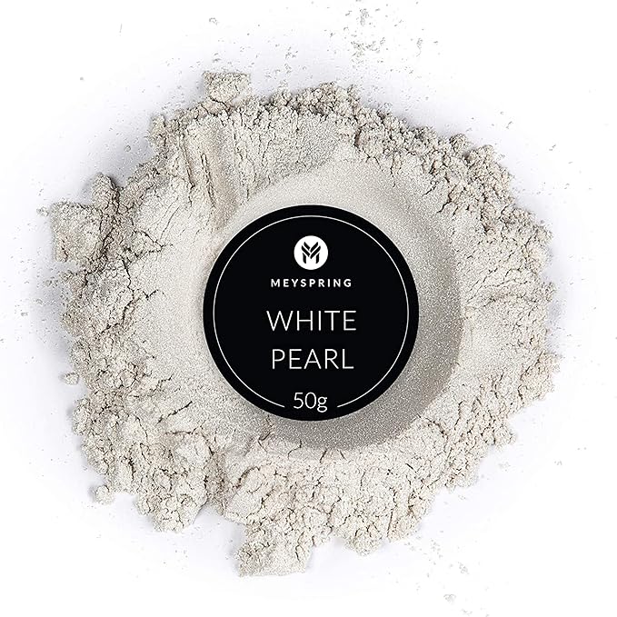 MEYSPRING White Pearl Mica Powder - 50g - White Resin Art Pigment - Mica Powder for Epoxy Resin - UV Resin Dye