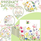 Fulmoon 200 Pieces Christmas Wildflower Cocktail Napkins Decoupage Disposable Fall Floral Dessert Paper Dinner Napkins Decorative Flower Hummingbird Beverage Towel for Xmas Party Favor Supplies