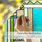 3D Stained Glass Window Privacy Film, Heat Control UV Blocking Static Cling Decorative Window Film for Bathroom,Front Door,Home Non Adhesive,Colorblock 16.9 x 39.3 inches