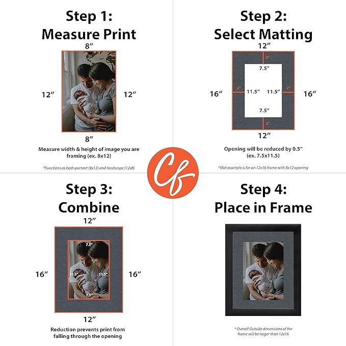 Craig Frames B573 Pre-Cut Mat Board for 12x12 Print, 20x20, Graphite Black