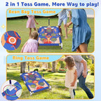 Outdoor Games Bean Bag Toss for Kids, Cornhole Set Ring Toss Games for Lawn, Yard, Camping