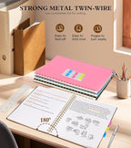 Dotted Notebook, Spiral Notebook Journal 8.5” x 11”, A4 Large Dot Grid Notebooks for Women Men, 100 GSM Dotted Paper, Plastic Hardcover Spiral Bullet Journals for Work School Sketching, Black