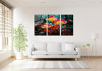 SpiritualHands Fantastic Mushrooms Glass Wall Art Oil Painting for Living Room, Tempered Glass Modern Prints Decor, Large Vivid Color Panel for Bedroom, Kitchen, or Office