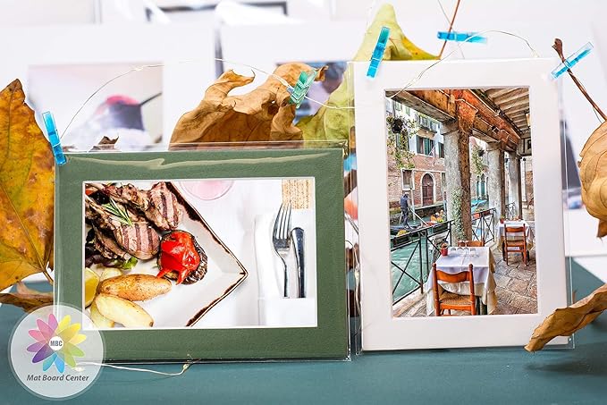 Mat Board Center, Pack of 20 11x14 MIXED COLORS White Core Picture Mats for 8x10 Photos pictures and prints.