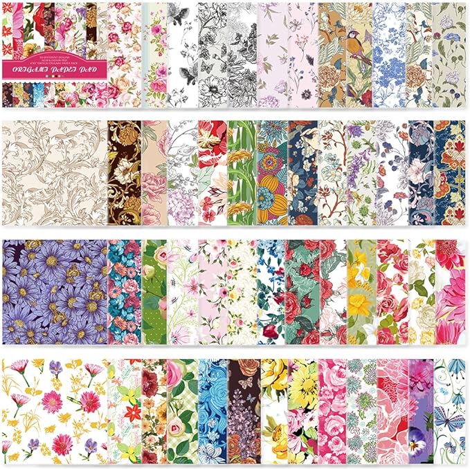 Origami Paper Kit 50 Sheets 70GSM 6 Inch Square Double Sided Color 50 Vivid Japanese Washi Chiyo Colors for Hand Crafts Origami Paper Arts Creativity.Rose