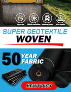 Woven Geotextile Fabric for Driveway and Road Stabilization, Construction Underlayment, Erosion Control, Commercial Grade 50 Year for Gravel Roads and Pavers (17.5x100) Ships Folded