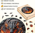Wooden Puzzles for Adults, 3D Fire Dragon Puzzles, Wood Adult Puzzle, Birthday Gifts for Puzzle Lover (L-13.4 * 13.4 in 270pcs)