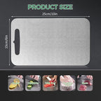 Pure Titanium Cutting Board - Double-Sided Titanium Cutting Board for Kitchen with Bamboo Side