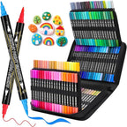 Tongfushop 120 Colors (12 Metallic) Acrylic Paint Marke, Dual Fine & Brush Tip Paint Pens, No Bleed & Quick-Dry with Case for Rock Painting, Canvas, Wood, Ceramic, Glass, Adult & DIY Art Supplies