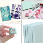 25 Pcs 4"x6" Rubber Carving Blocks, Linoleum Blocks, Stamp Carving Blocks for Printmaking, Linocut Artists, Crafts and More,(Blue) by KUKLIPJIM.
