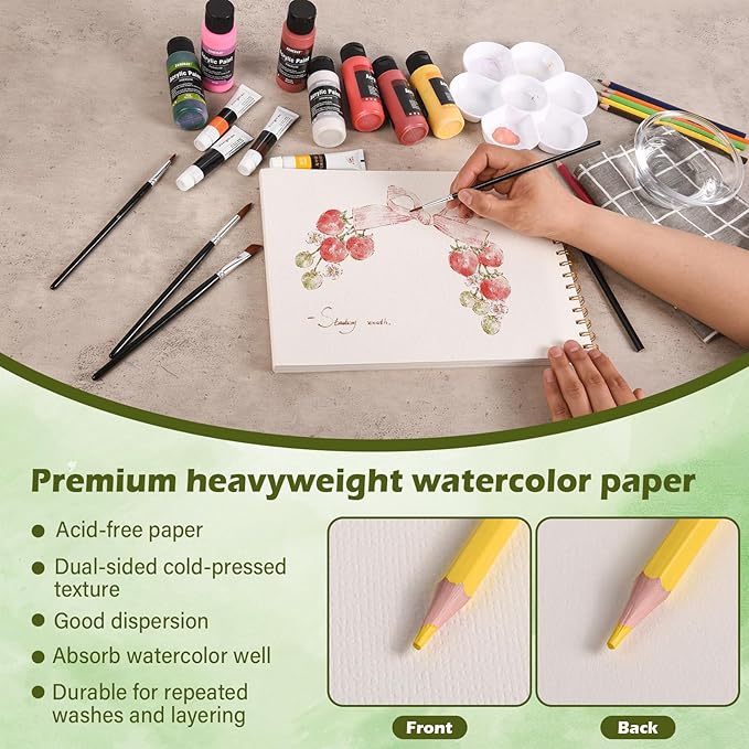 3-Packs Watercolor Paper Pad 3.5x5.5 Inch | 30 Sheets 140lb/300g,Spiral-Bound, Tear-Resistant & No-Bleed | Artist-Grade for Water Color Paper/Ink | Compact Travel Sketchbook (Adults, Students)