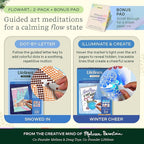 Lifelines FlowArt Activity Pad, 2-Pack Winter Set + Bonus Pad - Guided Art Meditations with Markers – Dot-by-Letter & Illuminate & Create - Coloring Books for Tweens, Adults & Seniors