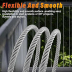 Stainless Steel Cable for Railing - 100FT 1/4" T316 Wire Rope with Clamps and Thimbles - 7 x 19 Strands 6700 LBS Breaking Strength for Outdoor Deck Railing Zipline