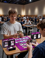 Card Deck Box for MTG with Commander Display, 5 in 1 Card Deck Case Holds 800+ Unsleeved Cards, Strong Magnet Organizer Compatible with Yugioh TCG Sports Cards (Black&Purple)