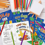 JAPBOR Football Coloring Books for Kids - 24PCS Mini Christian Themed Color Book Bulk Party Favors, Religious Jesus Bible Small Colour Pages for Sunday School Church Classroom Drawing Painting Games