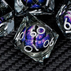 ARUOHHA DND Resin Dice Dragon Eye Dice Liquid Core Purple Sharp Edged Dice Set with Gift Box, Dungeons Polyhedral D and D Dice Set Compatible with D&D Role Playing Game D20 D12 D10 D8 D6