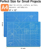 Density-upgraded 9"x12" Self Healing Cutting Mat, Idemeet Rotary Sewing Mat for Crafts, 5-Ply Blade Table Protector Cut Board for Fabric Leather Cutting Quilting Modeling Hobby Project, A4, Blue