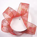 CT CRAFT LLC Organza with Red Glitter Snowflakes Wired Ribbon 2.5 inch x 50 Yards for Christmas Home Decor Tree Topper Bow Gift Wrapping DIY Crafts Wreath Garland Wedding