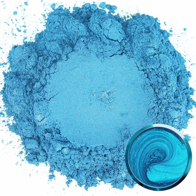 Matio Cerulean Blue Mica Powder for Epoxy Resin, 1.8oz/ 50g Pearlescent Effect Mica Powder Natural Color Pigment for Soap Making, Bath Bomb,Candle Dye,Resin Craft,Paint,Nails Art,Jewelry,Slime Pigment
