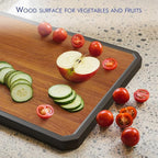 Wood Cutting Board with Handle, Double Sided Cutting Board for Kitchen, 16 * 11 inch 304 Stainless Steel Chopping Board for or Kitchen Meal Prep Serving